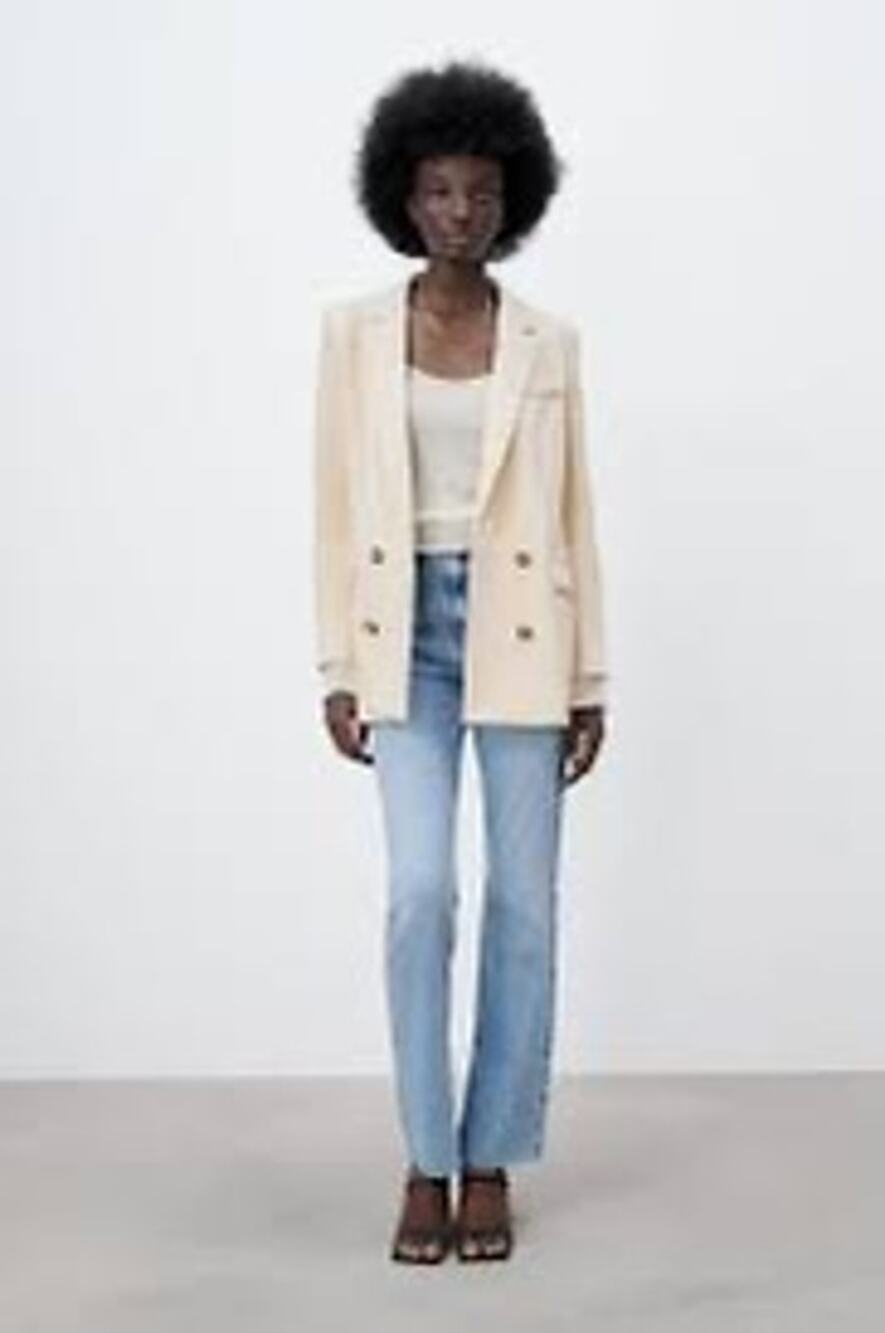 Zara Tailored Double Breasted Blazer in Ecru